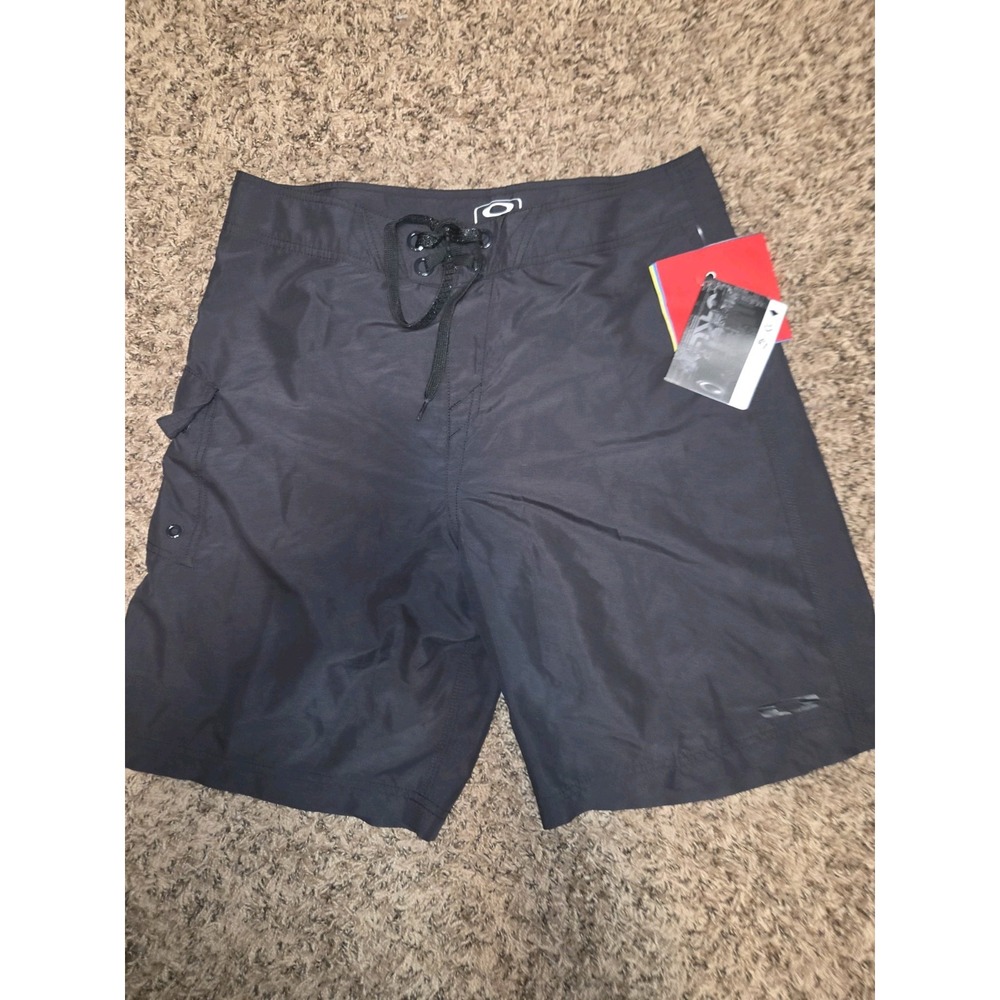 NWT Oakley Mens Black Board Shorts Swim Trunks Size 34 Y2K